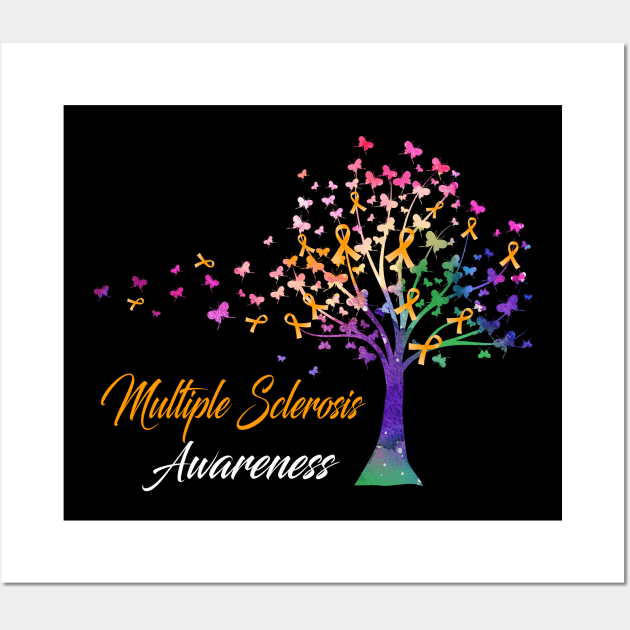 Tree Ribbons Multiple Sclerosis Awareness Support Multiple Sclerosis Warrior Gifts Wall Art by ThePassion99